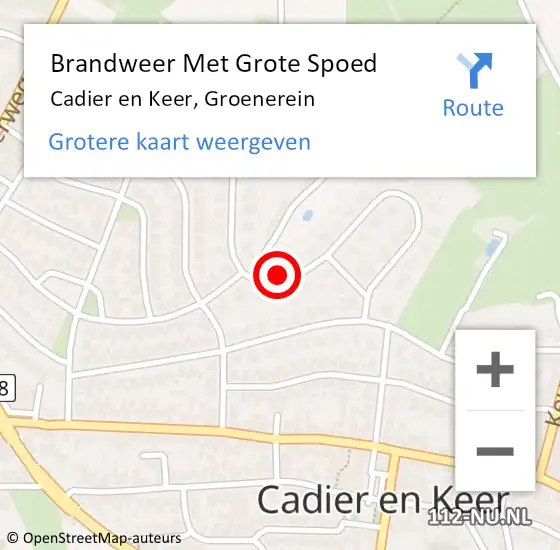 Locatie op kaart van de 112 melding: Brandweer Met Grote Spoed Naar Cadier en Keer, Groenerein op 29 augustus 2022 11:09