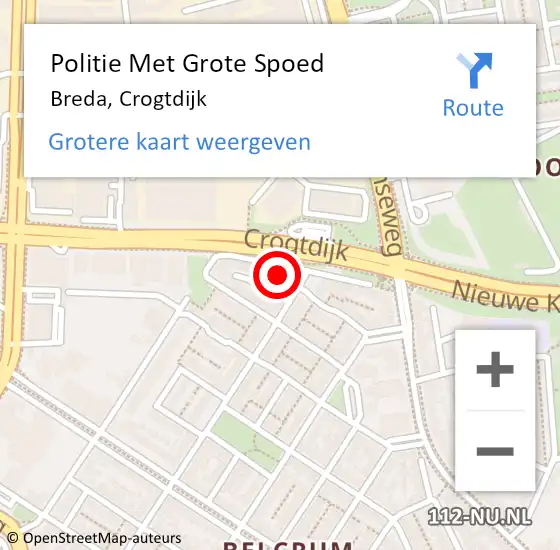 Locatie op kaart van de 112 melding: Politie Met Grote Spoed Naar Breda, Crogtdijk op 29 augustus 2022 11:10