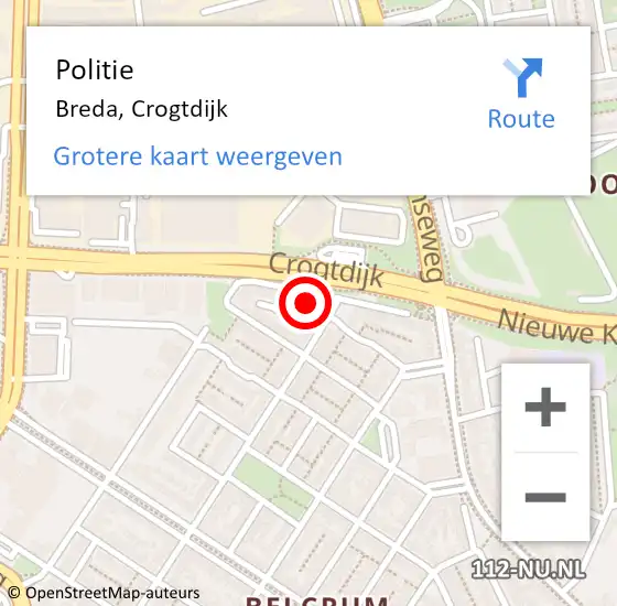 Locatie op kaart van de 112 melding: Politie Breda, Crogtdijk op 29 augustus 2022 11:10