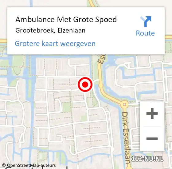 Locatie op kaart van de 112 melding: Ambulance Met Grote Spoed Naar Grootebroek, Elzenlaan op 29 augustus 2022 11:14
