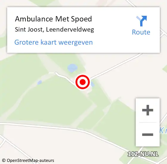 Locatie op kaart van de 112 melding: Ambulance Met Spoed Naar Sint Joost, Leenderveldweg op 29 augustus 2022 11:14