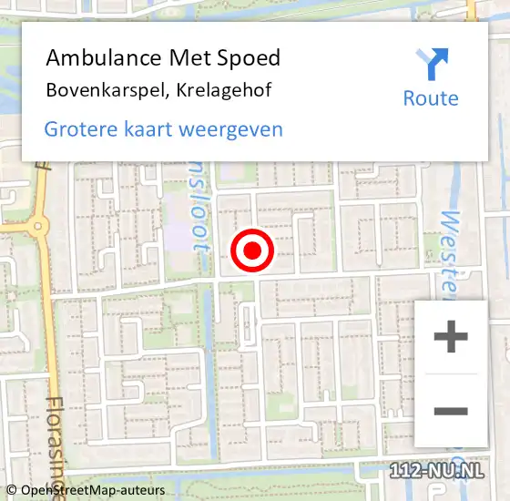 Locatie op kaart van de 112 melding: Ambulance Met Spoed Naar Bovenkarspel, Krelagehof op 29 augustus 2022 11:27