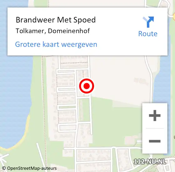 Locatie op kaart van de 112 melding: Brandweer Met Spoed Naar Tolkamer, Domeinenhof op 29 augustus 2022 11:32