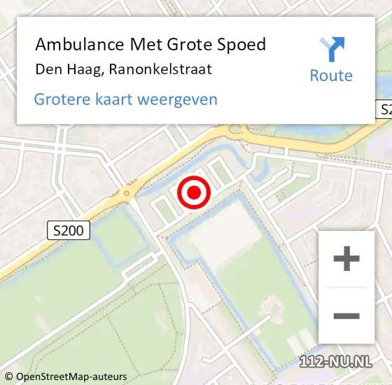 Locatie op kaart van de 112 melding: Ambulance Met Grote Spoed Naar Den Haag, Ranonkelstraat op 29 augustus 2022 11:39