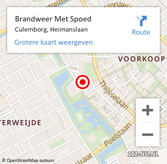 Locatie op kaart van de 112 melding: Brandweer Met Spoed Naar Culemborg, Heimanslaan op 29 augustus 2022 12:03