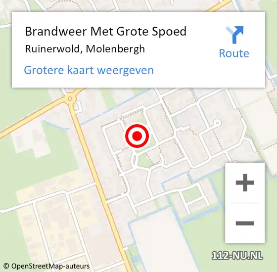 Locatie op kaart van de 112 melding: Brandweer Met Grote Spoed Naar Ruinerwold, Molenbergh op 29 augustus 2022 12:21