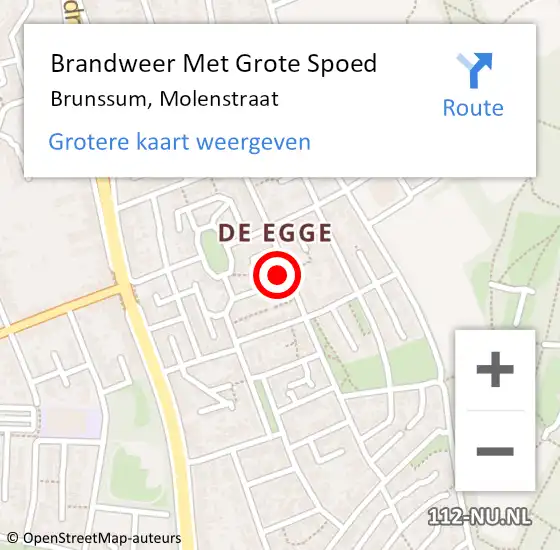 Locatie op kaart van de 112 melding: Brandweer Met Grote Spoed Naar Brunssum, Molenstraat op 29 augustus 2022 12:28