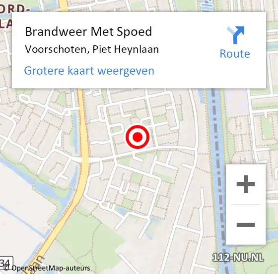 Locatie op kaart van de 112 melding: Brandweer Met Spoed Naar Voorschoten, Piet Heynlaan op 29 augustus 2022 12:32