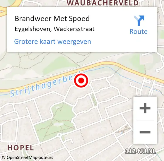 Locatie op kaart van de 112 melding: Brandweer Met Spoed Naar Eygelshoven, Wackersstraat op 29 augustus 2022 12:36
