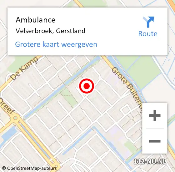 Locatie op kaart van de 112 melding: Ambulance Velserbroek, Gerstland op 29 augustus 2022 12:38