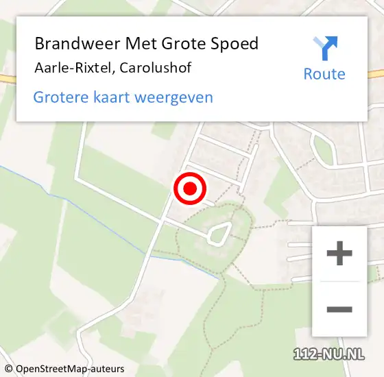 Locatie op kaart van de 112 melding: Brandweer Met Grote Spoed Naar Aarle-Rixtel, Carolushof op 29 augustus 2022 12:46