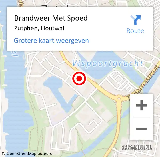 Locatie op kaart van de 112 melding: Brandweer Met Spoed Naar Zutphen, Houtwal op 29 augustus 2022 12:48