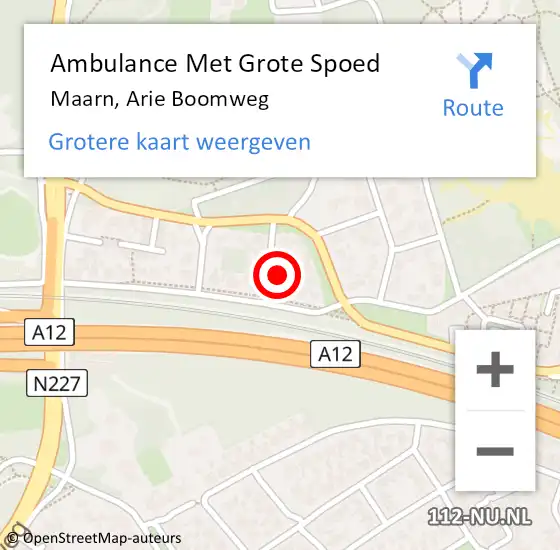 Locatie op kaart van de 112 melding: Ambulance Met Grote Spoed Naar Maarn, Arie Boomweg op 28 juli 2014 04:17