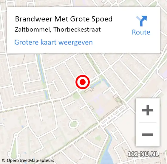 Locatie op kaart van de 112 melding: Brandweer Met Grote Spoed Naar Zaltbommel, Thorbeckestraat op 29 augustus 2022 12:55