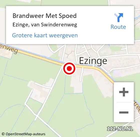 Locatie op kaart van de 112 melding: Brandweer Met Spoed Naar Ezinge, van Swinderenweg op 29 augustus 2022 13:04