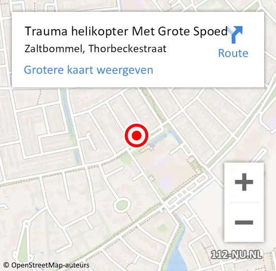 Locatie op kaart van de 112 melding: Trauma helikopter Met Grote Spoed Naar Zaltbommel, Thorbeckestraat op 29 augustus 2022 13:06