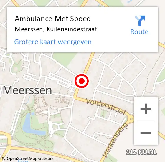 Locatie op kaart van de 112 melding: Ambulance Met Spoed Naar Meerssen, Kuileneindestraat op 29 augustus 2022 13:12