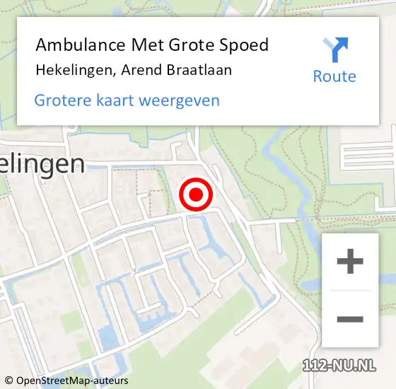 Locatie op kaart van de 112 melding: Ambulance Met Grote Spoed Naar Hekelingen, Arend Braatlaan op 29 augustus 2022 13:16