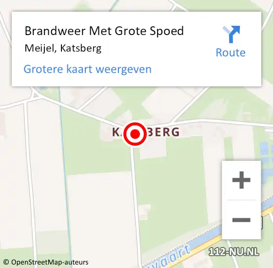 Locatie op kaart van de 112 melding: Brandweer Met Grote Spoed Naar Meijel, Katsberg op 29 augustus 2022 13:41