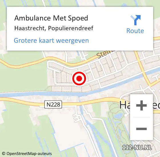 Locatie op kaart van de 112 melding: Ambulance Met Spoed Naar Haastrecht, Populierendreef op 29 augustus 2022 13:50