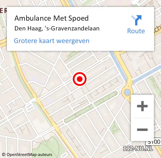 Locatie op kaart van de 112 melding: Ambulance Met Spoed Naar Den Haag, 's-Gravenzandelaan op 29 augustus 2022 14:00