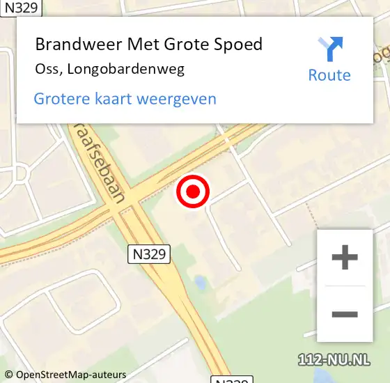 Locatie op kaart van de 112 melding: Brandweer Met Grote Spoed Naar Oss, Longobardenweg op 29 augustus 2022 14:04