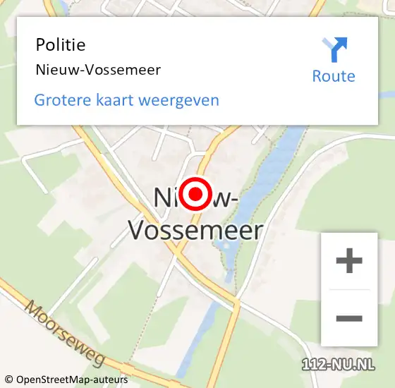 Locatie op kaart van de 112 melding: Politie Nieuw-Vossemeer op 29 augustus 2022 14:05