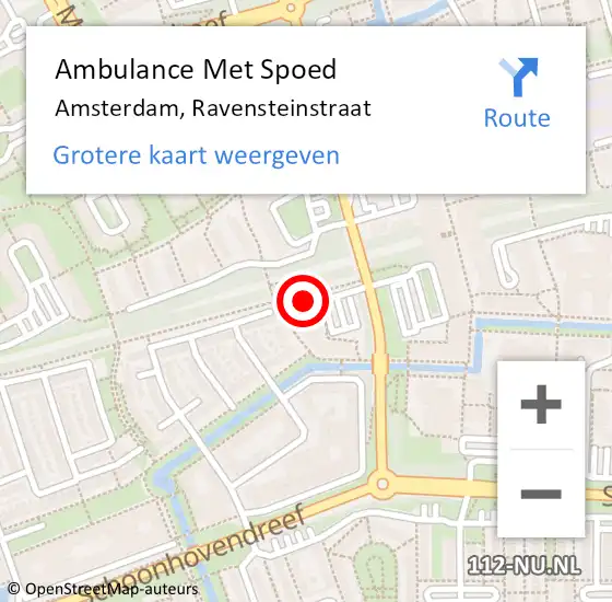 Locatie op kaart van de 112 melding: Ambulance Met Spoed Naar Amsterdam-Zuidoost, Ravensteinstraat op 29 augustus 2022 14:19