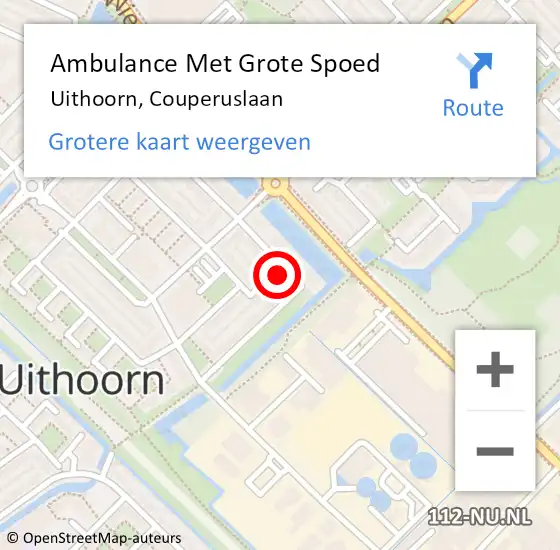 Locatie op kaart van de 112 melding: Ambulance Met Grote Spoed Naar Uithoorn, Couperuslaan op 29 augustus 2022 14:22