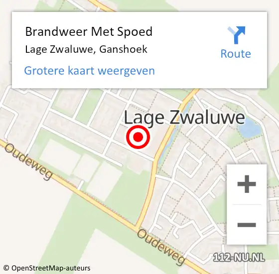 Locatie op kaart van de 112 melding: Brandweer Met Spoed Naar Lage Zwaluwe, Ganshoek op 29 augustus 2022 14:24