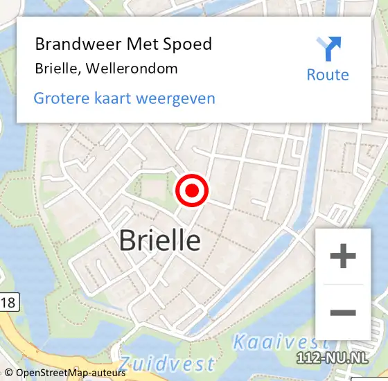 Locatie op kaart van de 112 melding: Brandweer Met Spoed Naar Brielle, Wellerondom op 29 augustus 2022 14:24