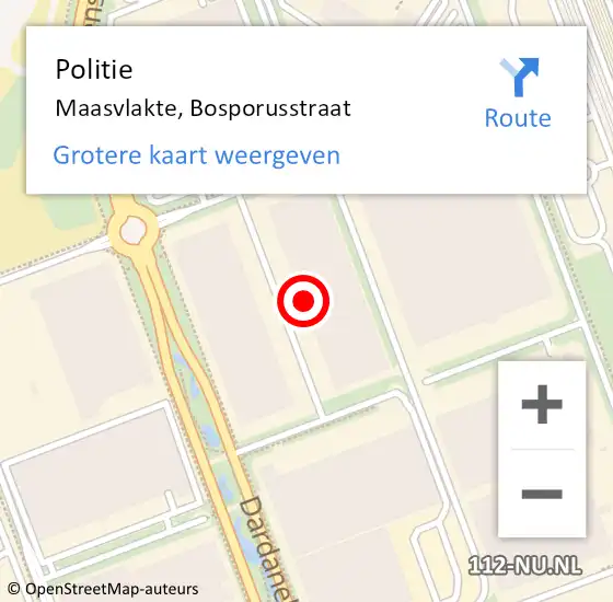 Locatie op kaart van de 112 melding: Politie Maasvlakte, Bosporusstraat op 29 augustus 2022 14:27