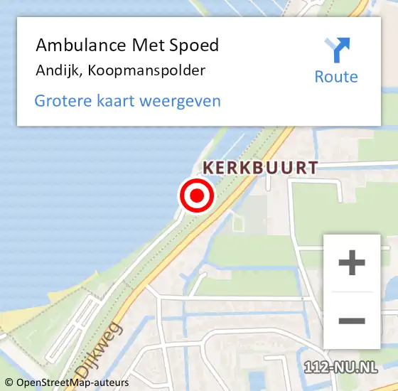 Locatie op kaart van de 112 melding: Ambulance Met Spoed Naar Andijk, Koopmanspolder op 29 augustus 2022 14:27