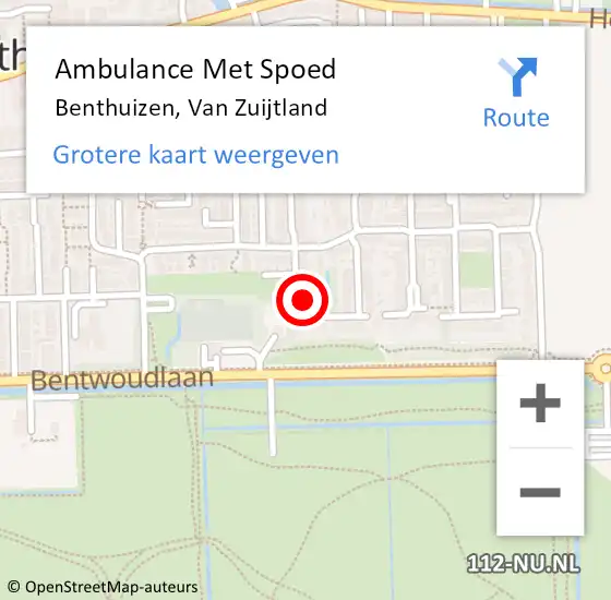 Locatie op kaart van de 112 melding: Ambulance Met Spoed Naar Benthuizen, Van Zuijtland op 29 augustus 2022 14:31