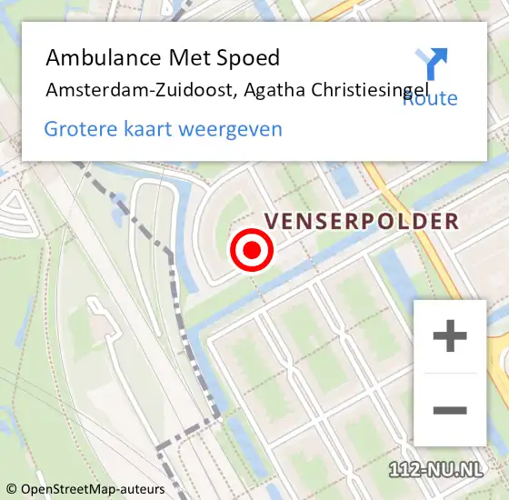 Locatie op kaart van de 112 melding: Ambulance Met Spoed Naar Amsterdam-Zuidoost, Agatha Christiesingel op 29 augustus 2022 14:43