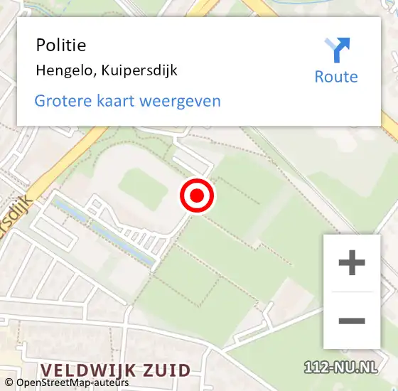 Locatie op kaart van de 112 melding: Politie Hengelo, Kuipersdijk op 29 augustus 2022 14:49