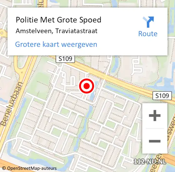 Locatie op kaart van de 112 melding: Politie Met Grote Spoed Naar Amstelveen, Traviatastraat op 29 augustus 2022 15:04