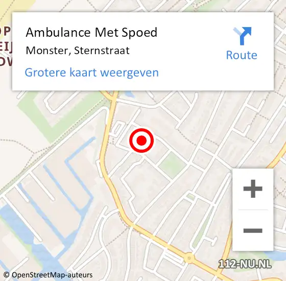 Locatie op kaart van de 112 melding: Ambulance Met Spoed Naar Monster, Sternstraat op 29 augustus 2022 15:08