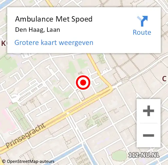 Locatie op kaart van de 112 melding: Ambulance Met Spoed Naar Den Haag, Laan op 29 augustus 2022 15:27