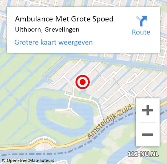 Locatie op kaart van de 112 melding: Ambulance Met Grote Spoed Naar Uithoorn, Grevelingen op 29 augustus 2022 15:37