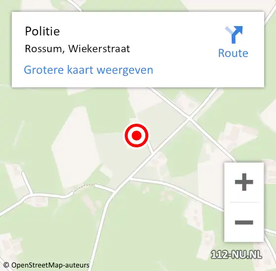 Locatie op kaart van de 112 melding: Politie Rossum, Wiekerstraat op 29 augustus 2022 16:00