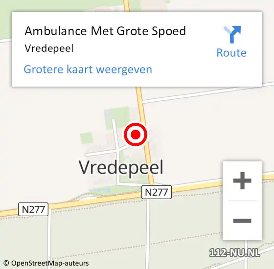 Locatie op kaart van de 112 melding: Ambulance Met Grote Spoed Naar Vredepeel op 29 augustus 2022 16:04