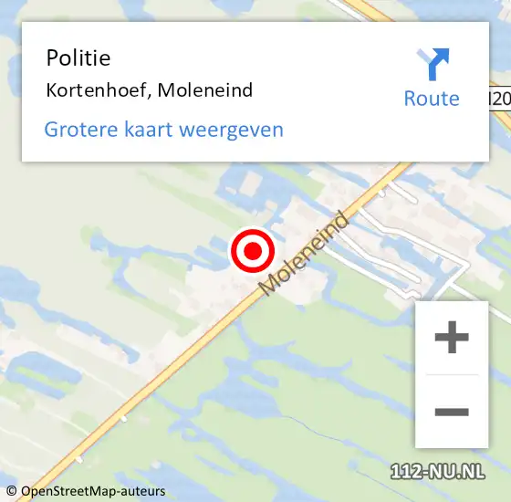 Locatie op kaart van de 112 melding: Politie Kortenhoef, Moleneind op 29 augustus 2022 16:23