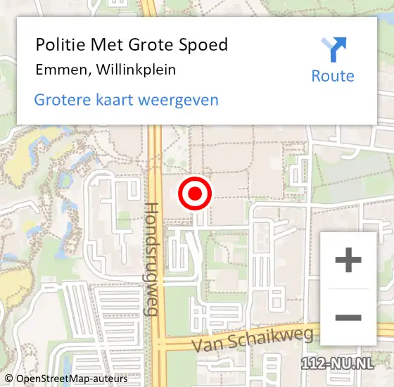 Locatie op kaart van de 112 melding: Politie Met Grote Spoed Naar Emmen, Willinkplein op 29 augustus 2022 16:24