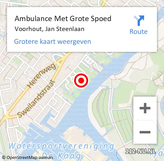 Locatie op kaart van de 112 melding: Ambulance Met Grote Spoed Naar Voorhout, Jan Steenlaan op 29 augustus 2022 16:37