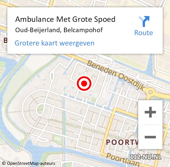 Locatie op kaart van de 112 melding: Ambulance Met Grote Spoed Naar Oud-Beijerland, Belcampohof op 29 augustus 2022 16:38