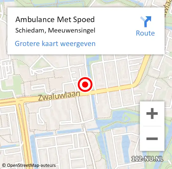 Locatie op kaart van de 112 melding: Ambulance Met Spoed Naar Schiedam, Meeuwensingel op 29 augustus 2022 16:38