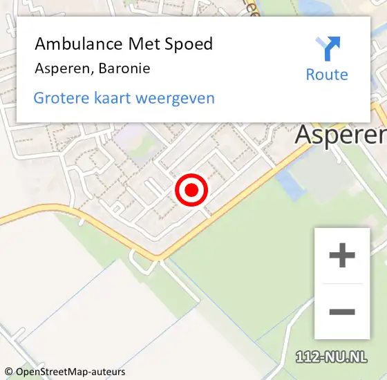 Locatie op kaart van de 112 melding: Ambulance Met Spoed Naar Asperen, Baronie op 29 augustus 2022 17:06