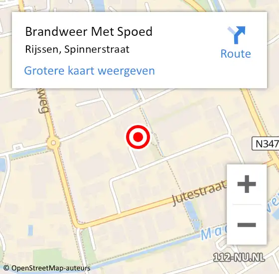 Locatie op kaart van de 112 melding: Brandweer Met Spoed Naar Rijssen, Spinnerstraat op 29 augustus 2022 17:22