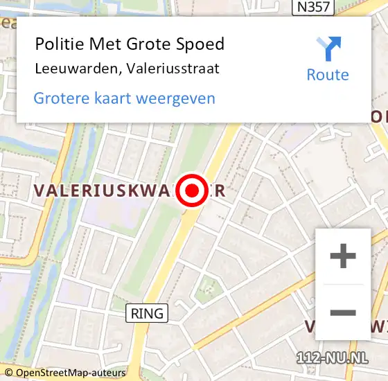 Locatie op kaart van de 112 melding: Politie Met Grote Spoed Naar Leeuwarden, Valeriusstraat op 29 augustus 2022 17:25